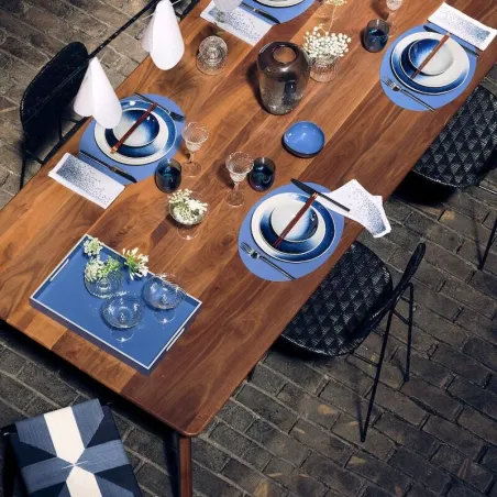 Azura - Assiette à dessert en porcelaine D21.5 - bleu indigo
