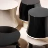 Bambou - Pouf noir sable en peuplier massif finition et laque
