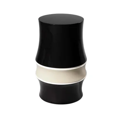 Bambou - Bout de canapé tricolore en bois de peuplier massif finition laque sable noir