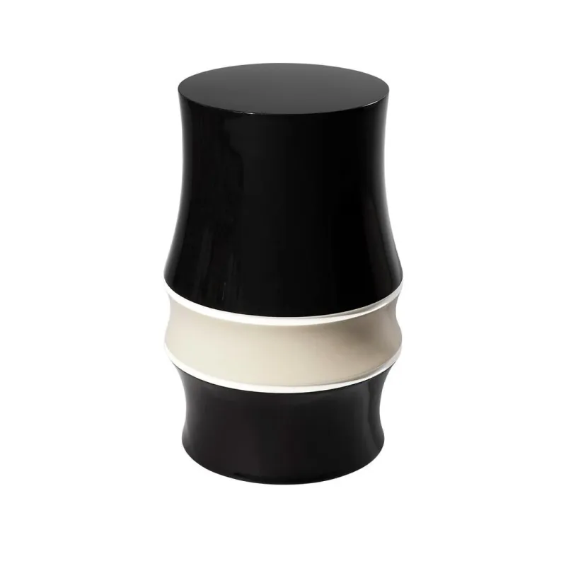 Bambou - Bout de canapé tricolore en bois de peuplier massif finition laque sable noir