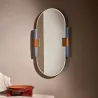 Bryo - Miroir ovale en bois, cuir, verre et métal horizon