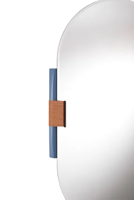 Bryo - Miroir ovale en bois, cuir, verre et métal horizon