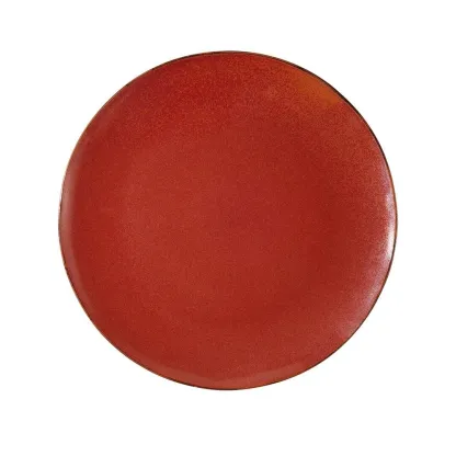 Corail - Assiette plate en porcelaine D26,5 - corail