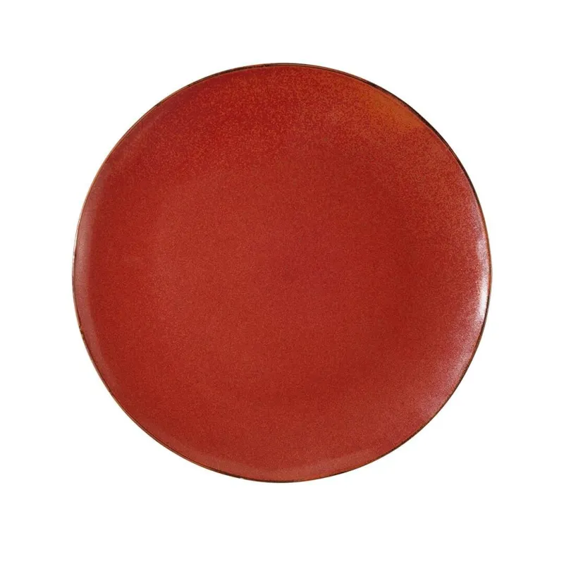 Corail - Assiette plate en porcelaine D26,5 - corail
