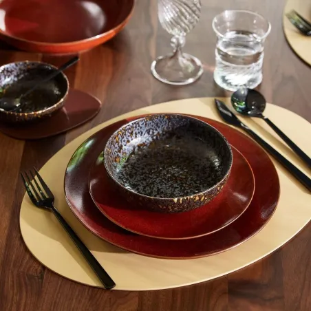 Corail - Assiette plate en porcelaine D26,5 - corail