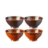 Corail - Coffret de 4 bols en porcelaine 0,35L - corail et chocolat