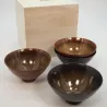 Corail - Coffret de 4 bols en porcelaine 0,35L - corail et chocolat