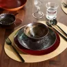 Corail - Coffret de 4 bols en porcelaine 0,35L - corail et chocolat