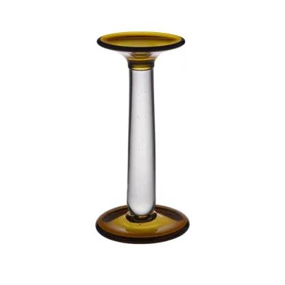 Etincelles - Bougeoir H25 en verre coloré ambre transparent