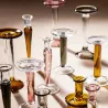 Etincelles - Bougeoir H25 en verre coloré ambre transparent