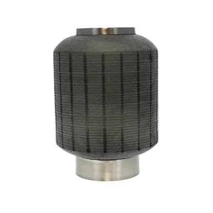 Hanabi - Lampe à poser en verre gravé et nickel smoke