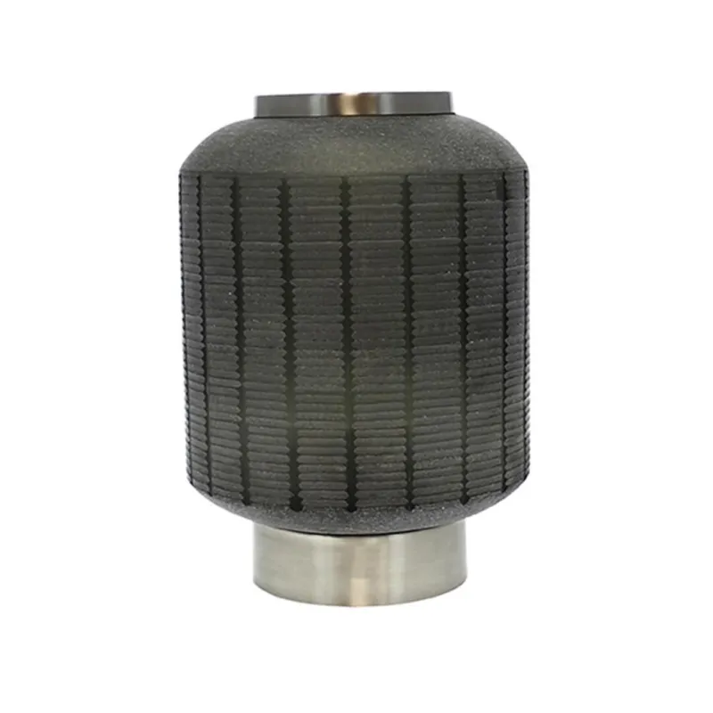 Hanabi - Lampe à poser en verre gravé et nickel smoke