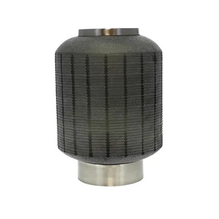 Hanabi - Lampe à poser en verre gravé et nickel smoke