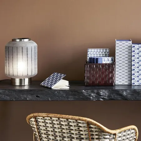 Hanabi - Lampe à poser en verre gravé et nickel smoke