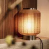 Hanabi - Lampe à poser en verre gravé et nickel smoke
