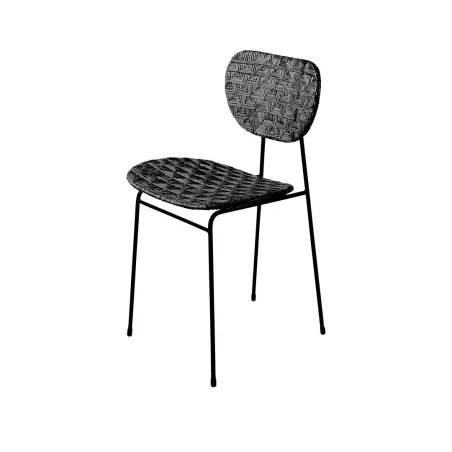 Kai - Chaise en fer et rotin noir