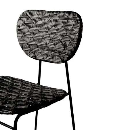 Kai - Chaise en fer et rotin noir