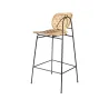 Kai - Chaise de bar naturelle en fer forgé et rotin