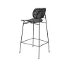 Kai - Chaise de bar noire en fer forgé et rotin