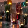 Mah-jong - Photophore en verre rose levant