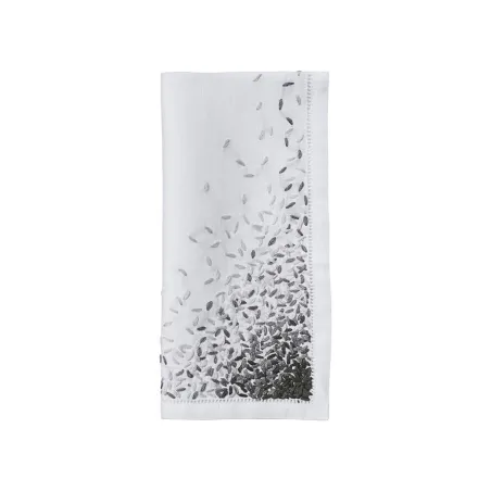 Meli melo - Lot de 6 serviettes de table brodée en lin - gris