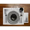 Meli melo - Lot de 6 serviettes de table brodée en lin - gris
