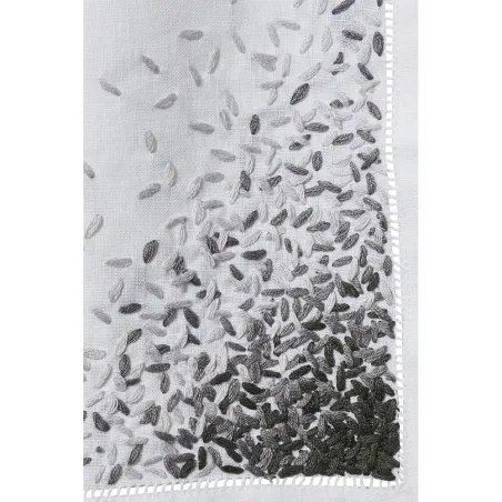 Meli melo - Lot de 6 serviettes de table brodée en lin - gris