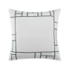 Mosaique - Taie carré en lin blanc vert paon 65X65