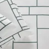 Mosaique - Taie carré en lin blanc vert paon 65X65