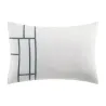 Mosaique - Taie rectangulaire en lin blanc vert paon 50X70