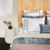 Mosaique - Taie rectangulaire en lin blanc vert paon 50X70