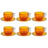 Pakora - Coffret de 6 tasses et soucoupes en verre borosilicate ambre blanc