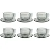 Pakora - Coffret de 6 tasses et soucoupes en verre borosilicate smoke blanc