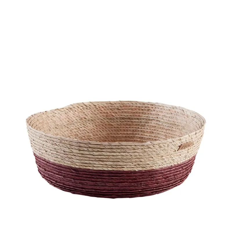 Palma - Corbeille ronde bicolore beige sépia en fibres de palme