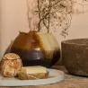 Pierre de lune - Vase sienne H17 en verre soufflé à la bouche