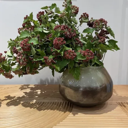 Pierre de lune - Vase sienne H17 en verre soufflé à la bouche