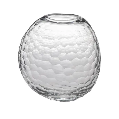 Reflet - Vase boule transparent H25 en verre soufflé à la bouche et gravé