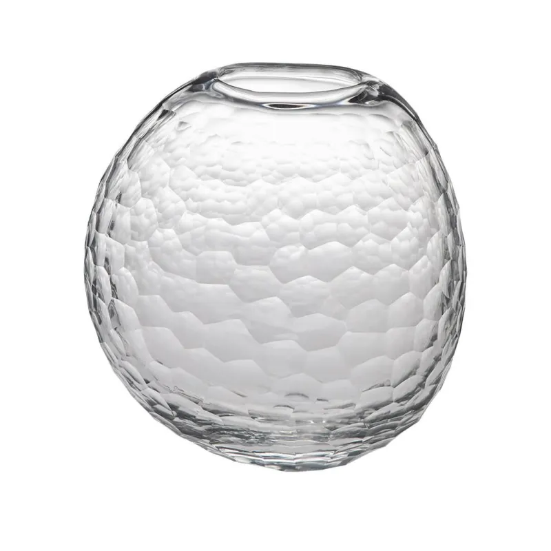Reflet - Vase boule transparent H25 en verre soufflé à la bouche et gravé