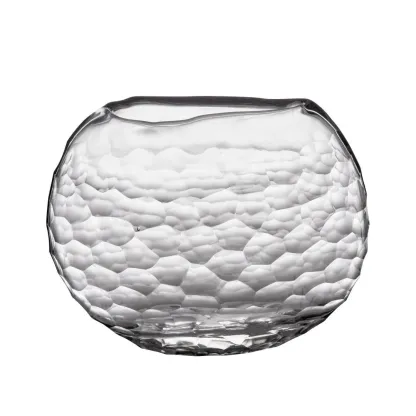 Reflet - Vase boule transparent H20 en verre soufflé à la bouche et gravé