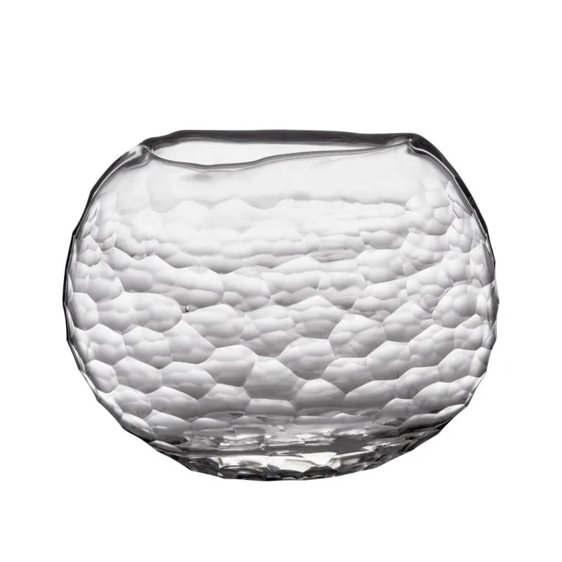 Reflet - Vase boule transparent H20 en verre soufflé à la bouche et gravé