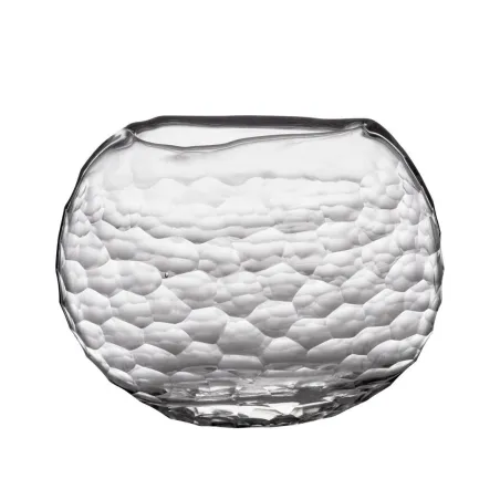 Reflet - Vase boule transparent H20 en verre soufflé à la bouche et gravé