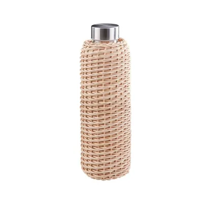 Rio - Gourde en verre borosilicate, rotin naturel, inox