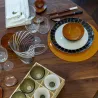 Signature - Lot de 8 Set de table rond en laque gris galet