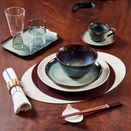 Signature - Lot de 6 Set de table rond en laque sepia