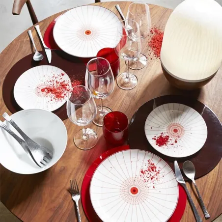 Signature - Lot de 6 Set de table rond en laque sepia