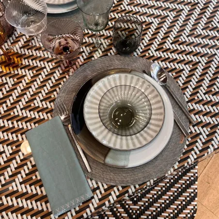 Spirale - Bol gris smoke D13 en verre soufflé bouche