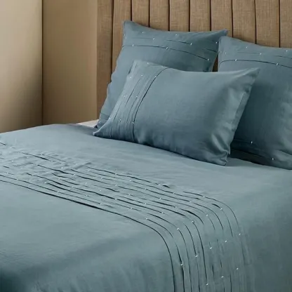 Victoria - Housse de couette en lin bleu orient 240X220