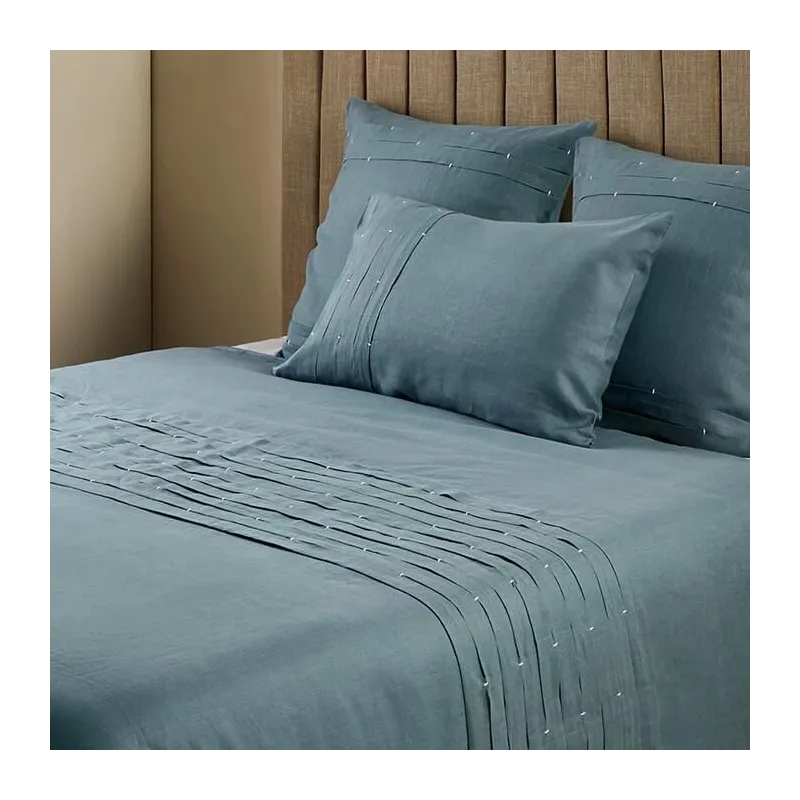 Victoria - Housse de couette en lin bleu orient 240X220