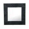 Wabi - Miroir carré en bois, rotin et verre noir