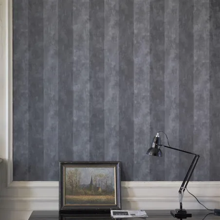 Papier peint - Designers Guild Parchment Stripe - Concrete | Susty